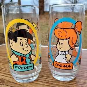 1986 Pizza Hut's Collector's Limited Edition The Flintstones Kids Glass Tumbler
